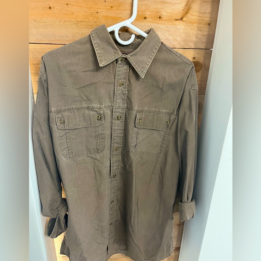 Industrial style heavy cotton button up shirt